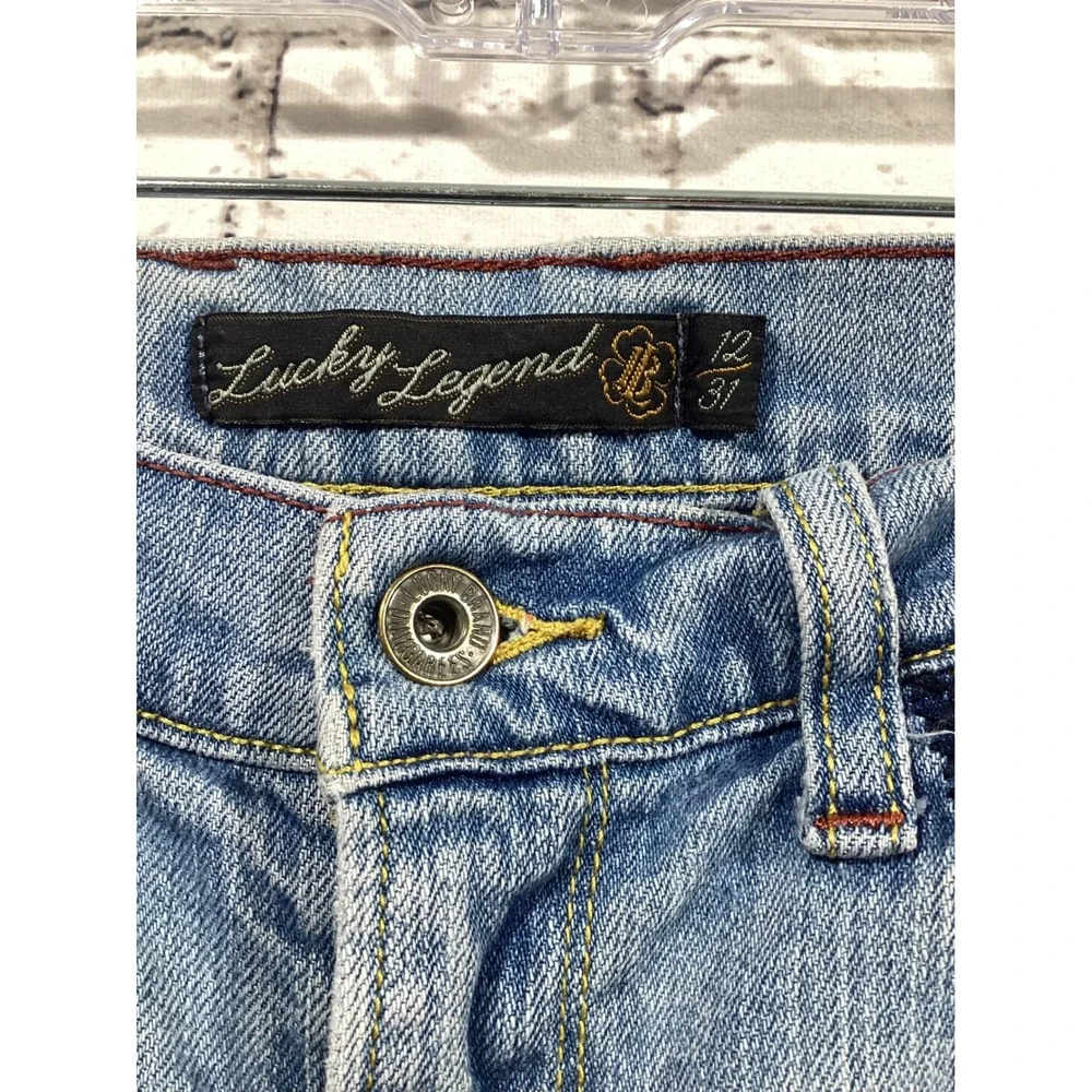 Lucky Brand Lucky Legend Embroidered Carpenter Denim Shorts Light Wash 12 31
